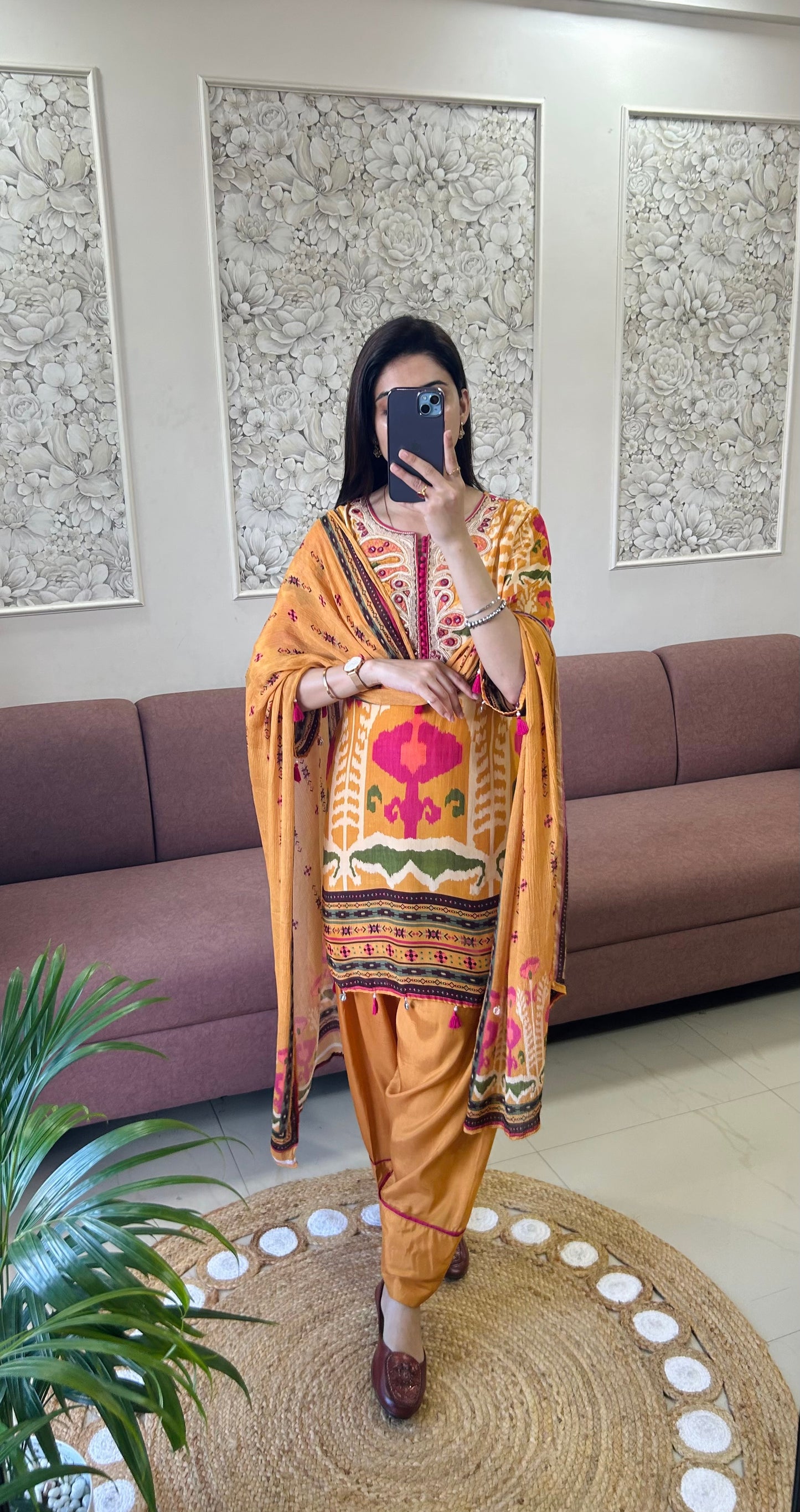 Sahiba Farshi Salwar Suit (Mustard Color) (MK381).