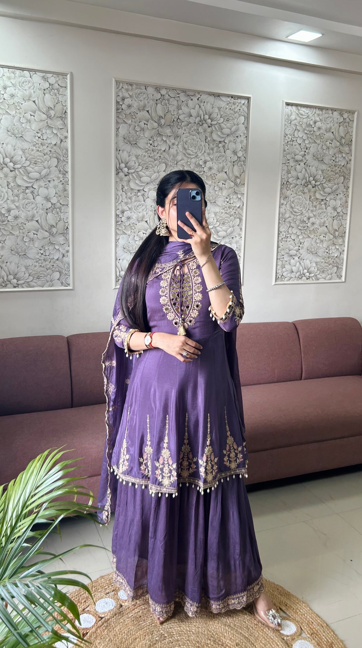 Simer Chinnon Kurta Set (Lavender Color) (MK408).
