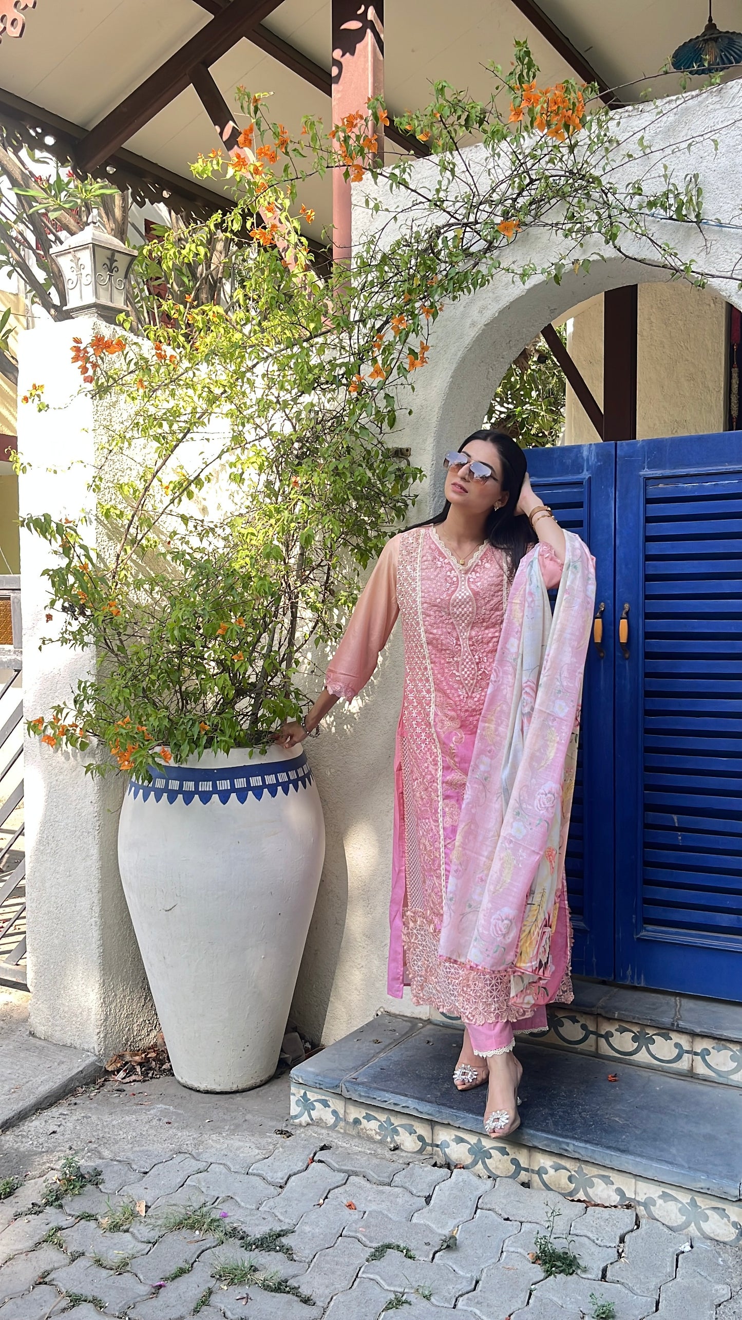 Rosy Sunset Pakistani Style Kurta Set (MK347).
