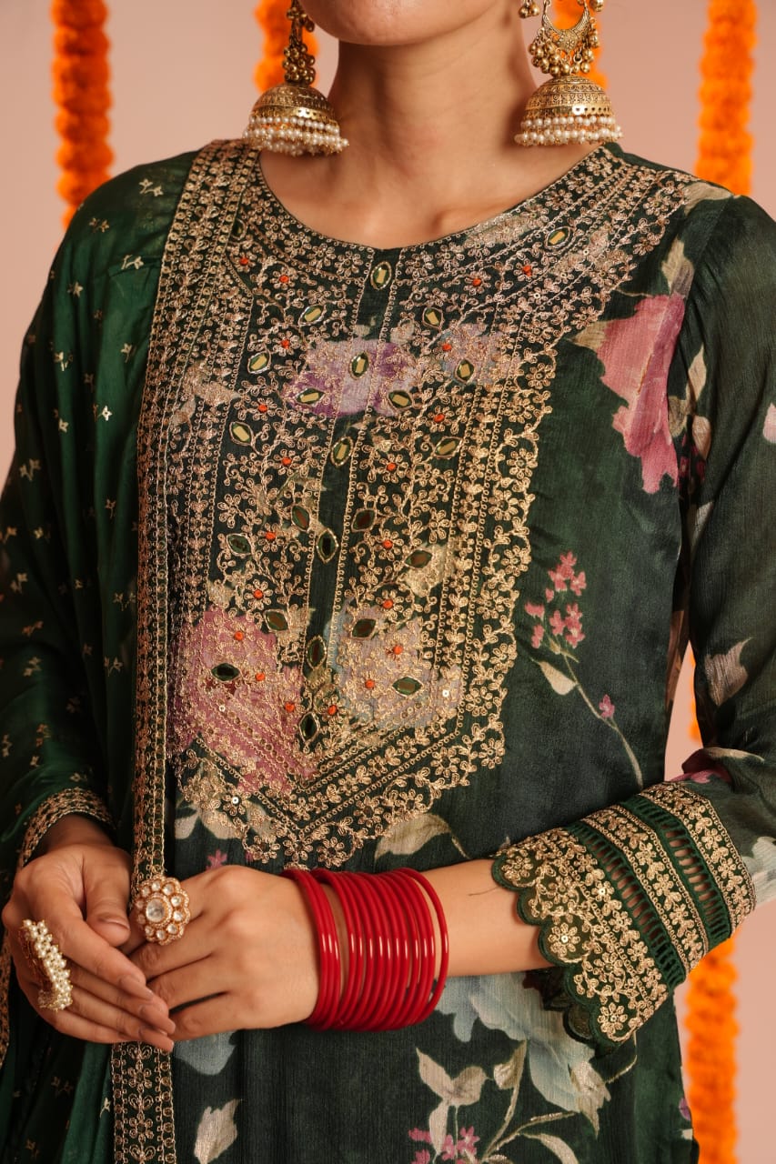 Glistening Green Kurta Set - MK162