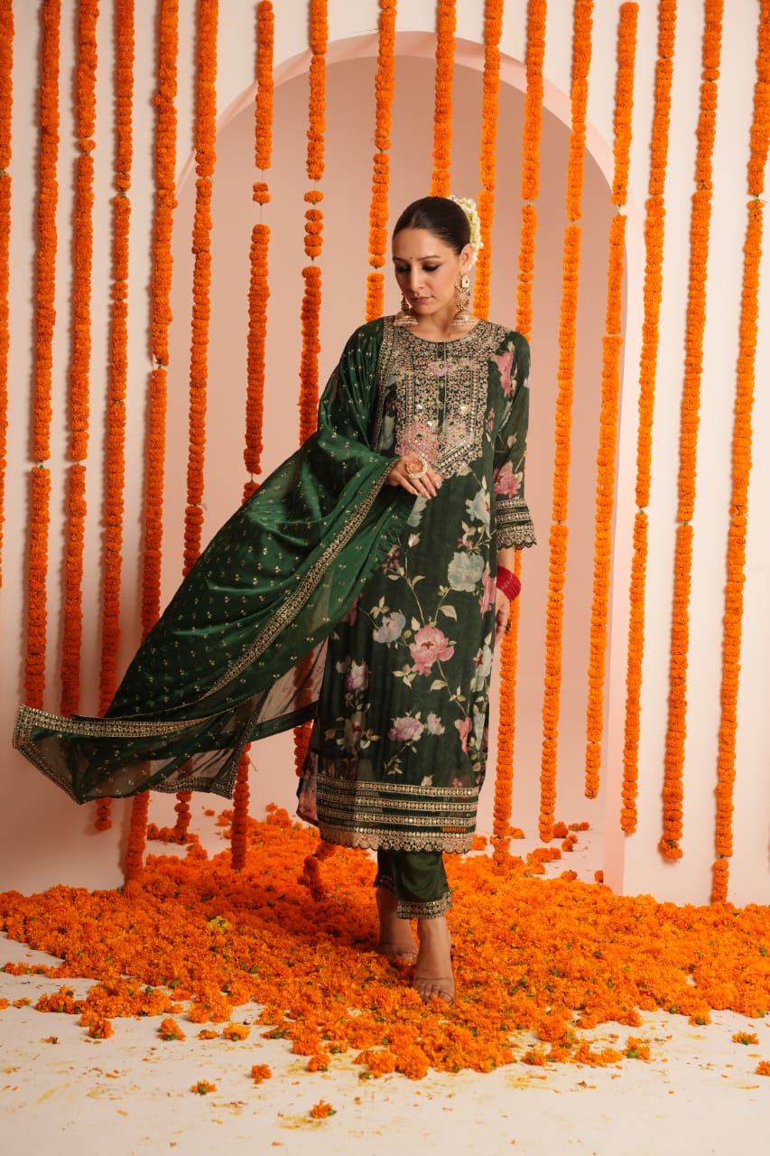 Glistening Green Kurta Set - MK162