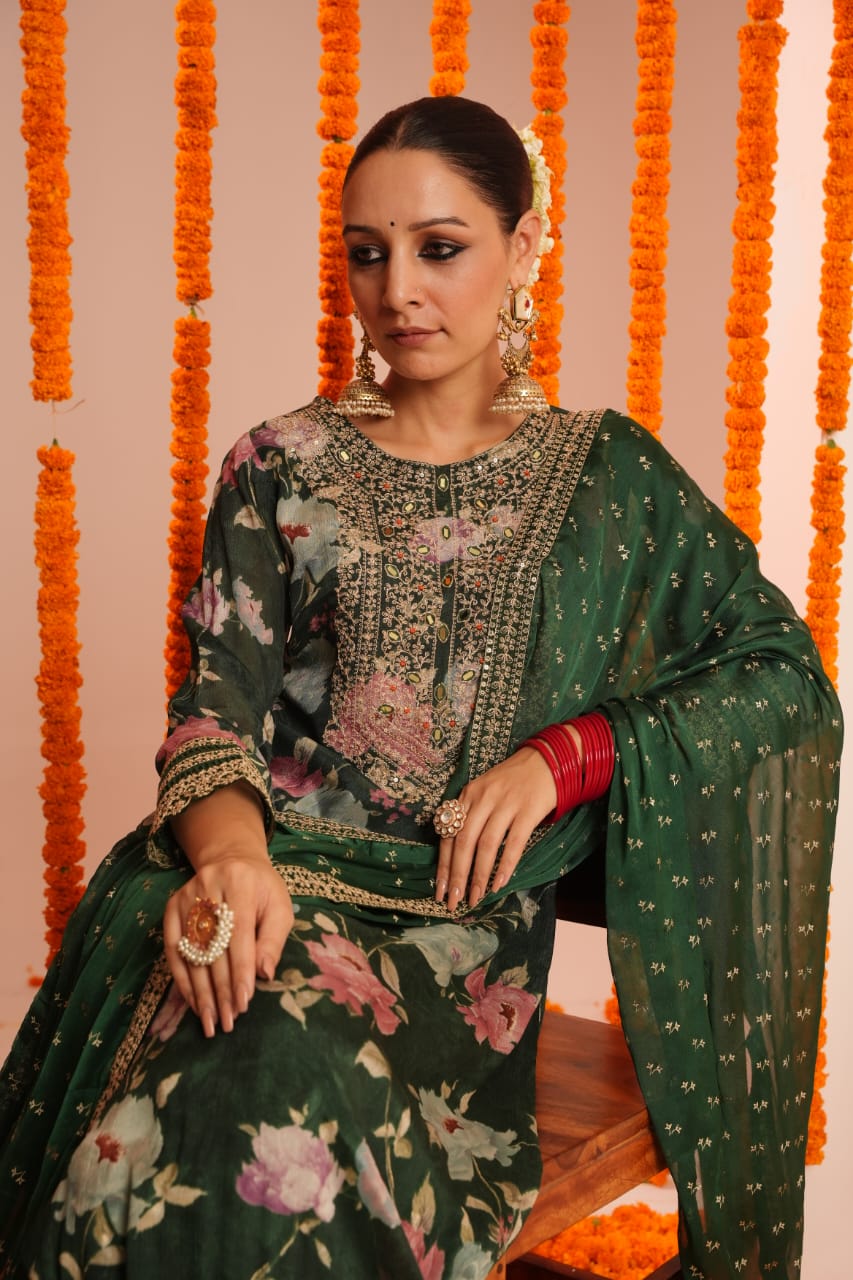 Glistening Green Kurta Set - MK162