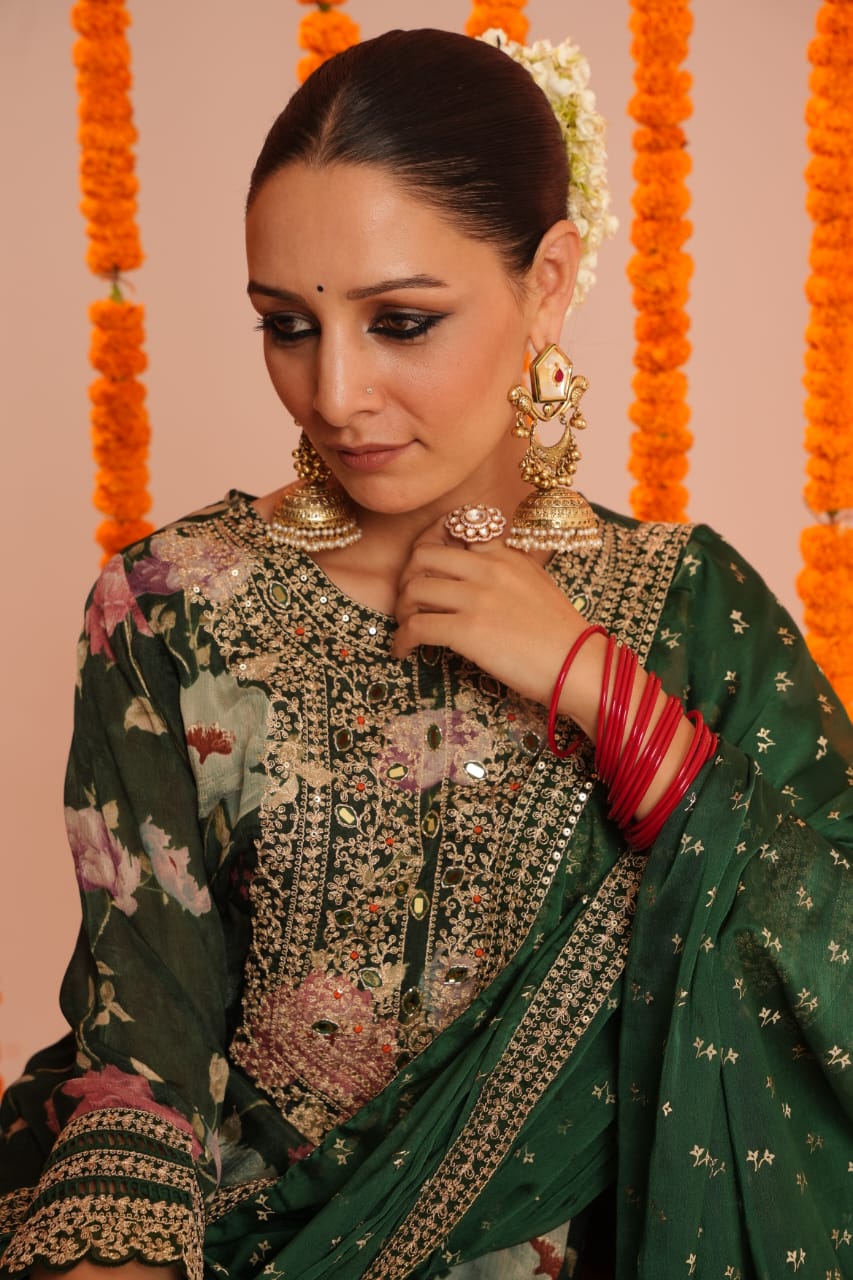 Glistening Green Kurta Set - MK162
