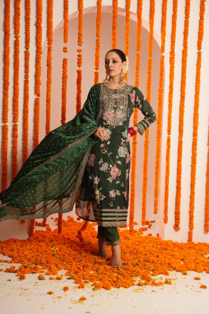 Glistening Green Kurta Set - MK162