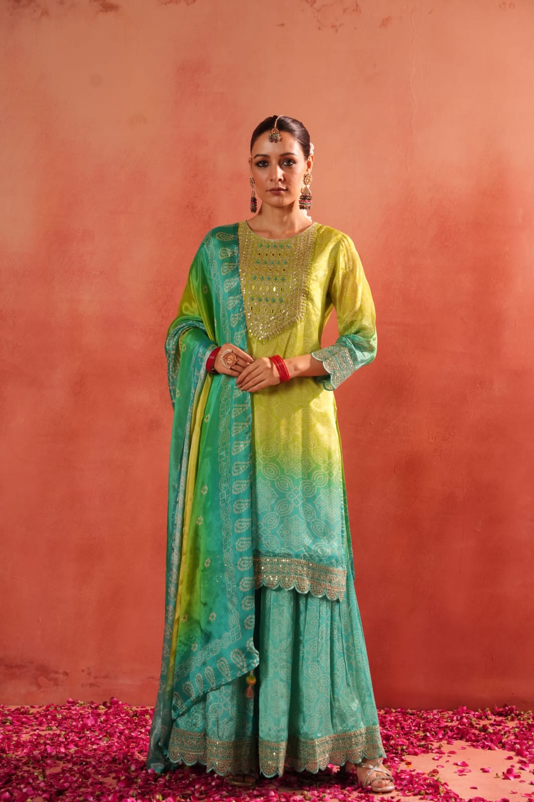 Lime Glow Sharara Set (AB196)