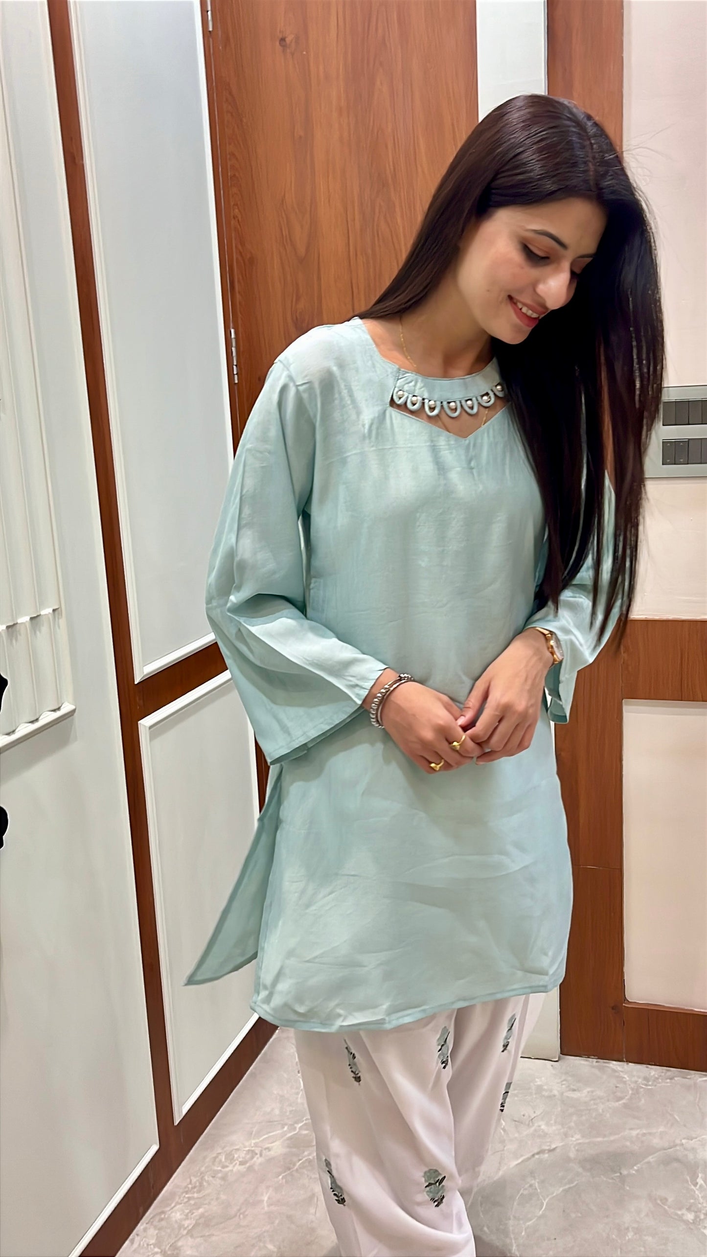 Afreen Farshi Salwar Suit. (Pista Green Color) (MK359)