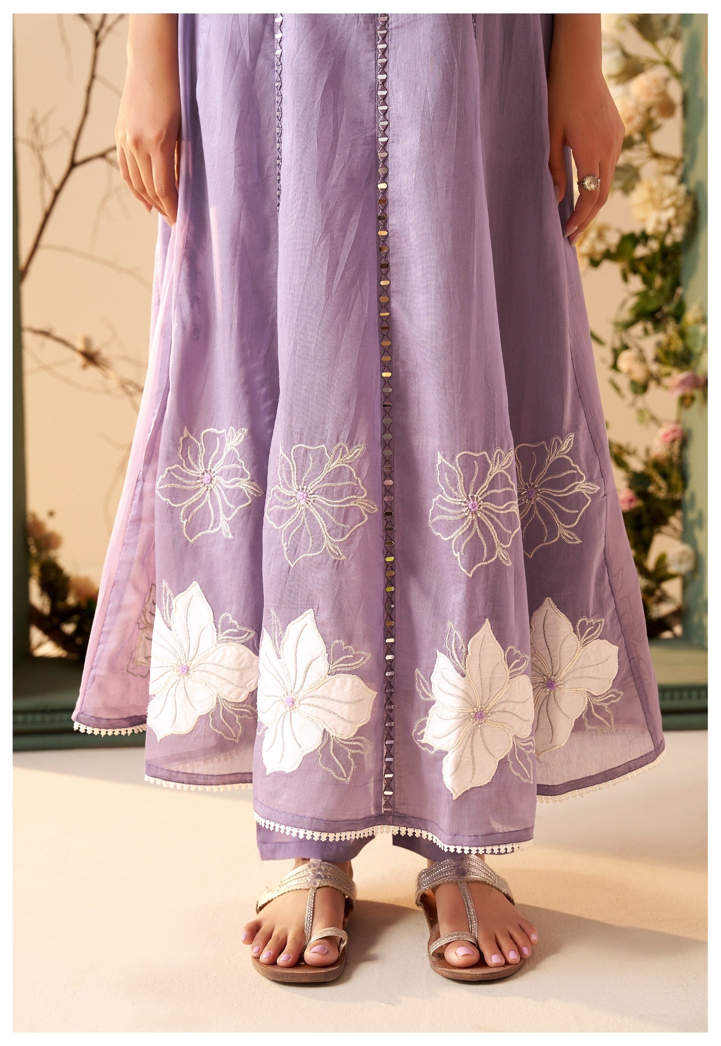 Vaani Mul Chanderi Anarkali Suit (Lilac Color) (MK370).