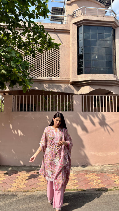 Meher Blush Cotton Kurta Set (Pink Color) (MK328)