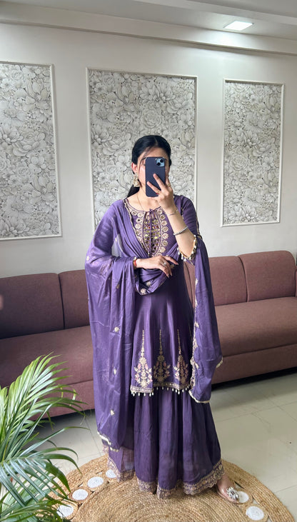 Simer Chinnon Kurta Set (Lavender Color) (MK408).