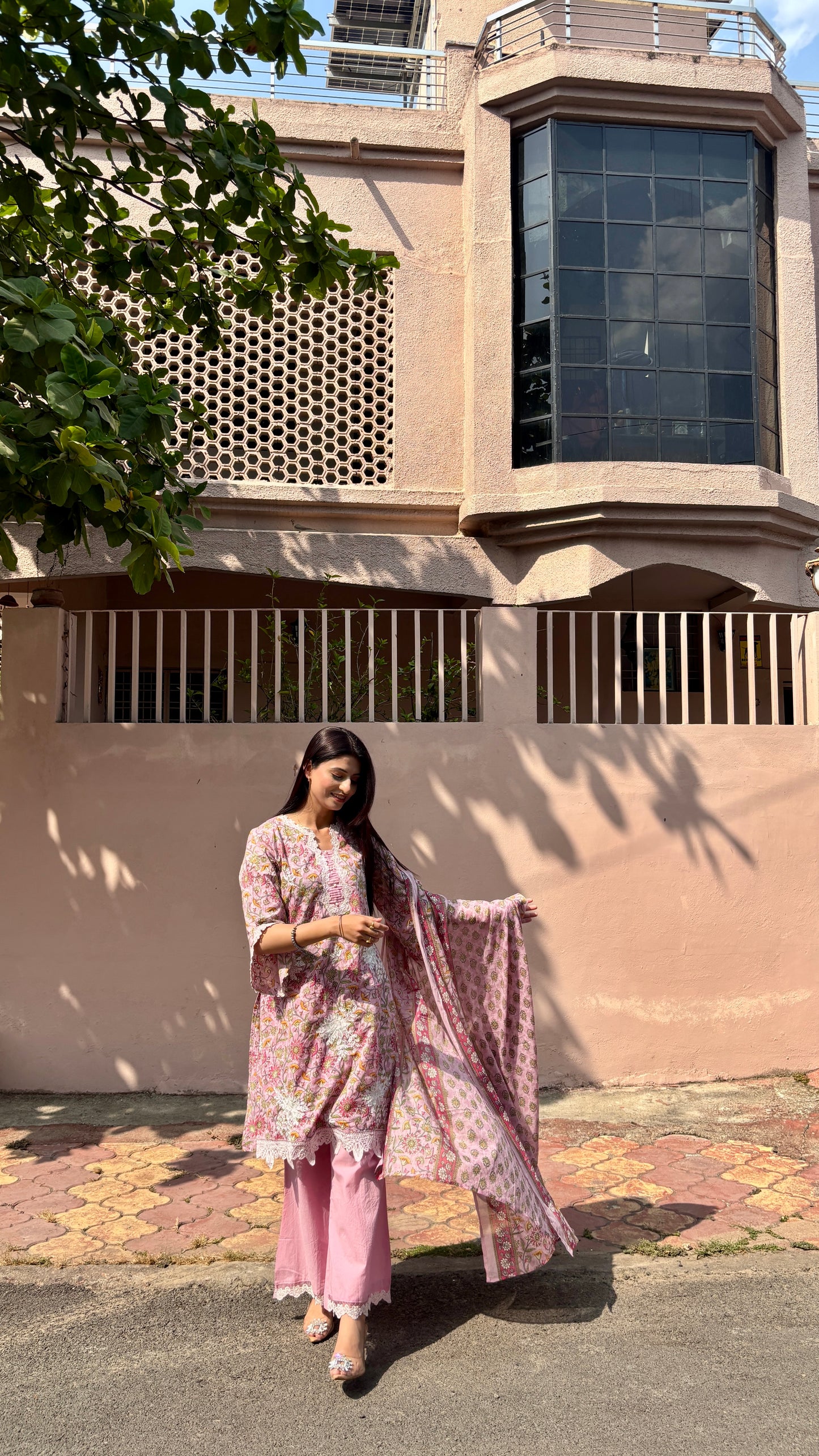 Meher Blush Cotton Kurta Set (Pink Color) (MK328)