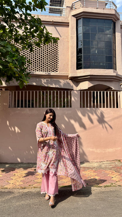 Meher Blush Cotton Kurta Set (Pink Color) (MK328)
