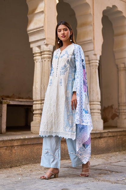 Navya Sky Cotton Kurta Set(GB345)