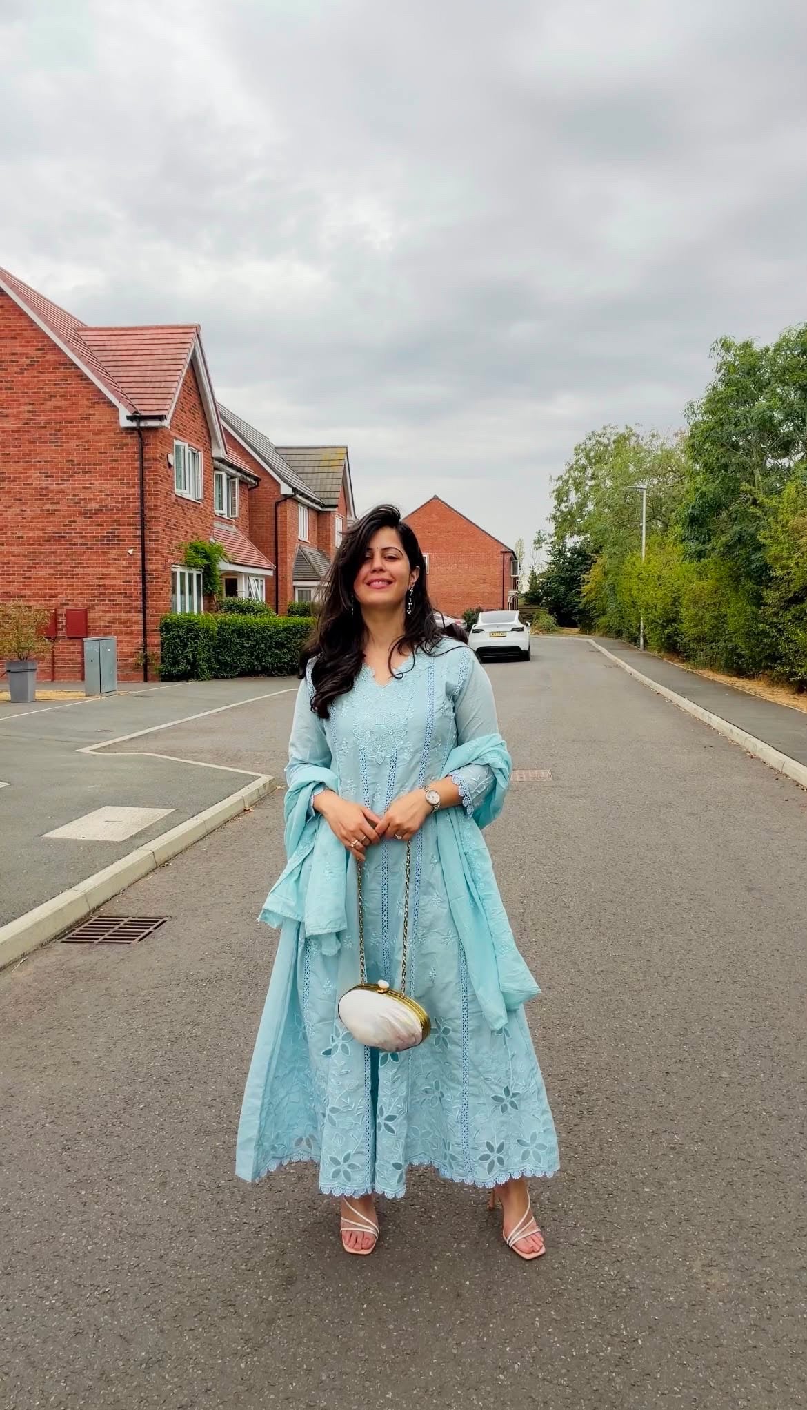 Nimrat Mul-Cotton Anarkali Suit (Light Blue Color) (MK382).