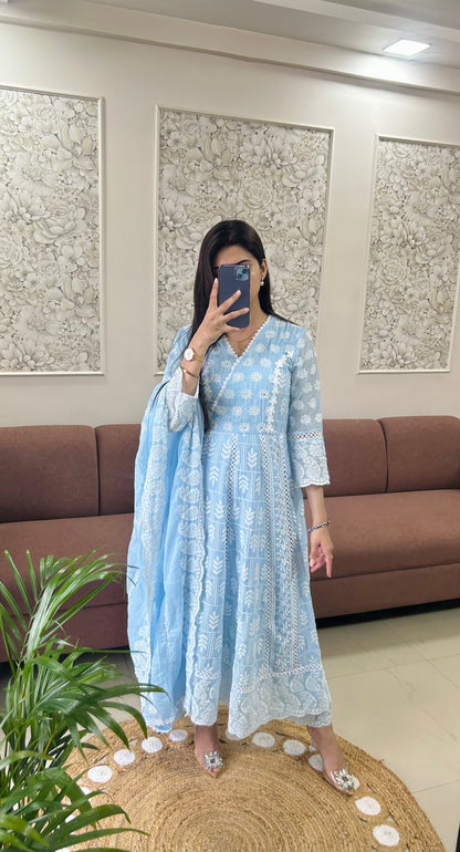 NavRoop Anarkali Suit (Blue Color) (GB387).