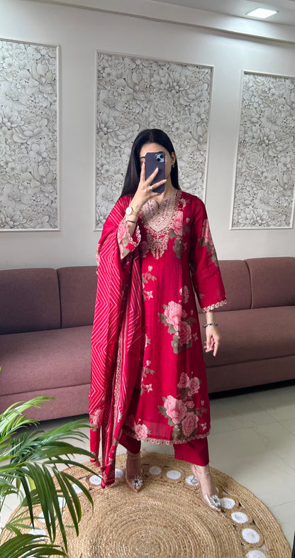 Jasleen Mul Chanderi Kurta Set (MK407).