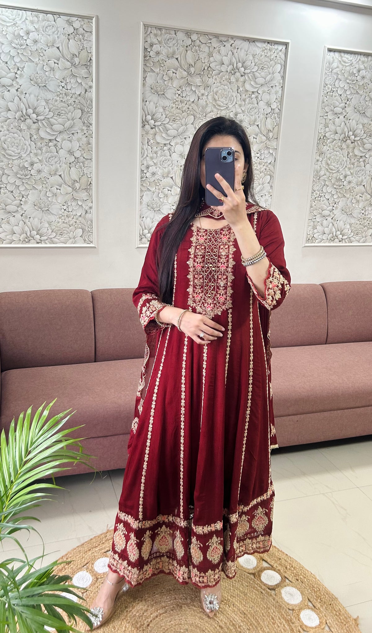 Dilbar Chinnon Anarkali Suit (GB402).