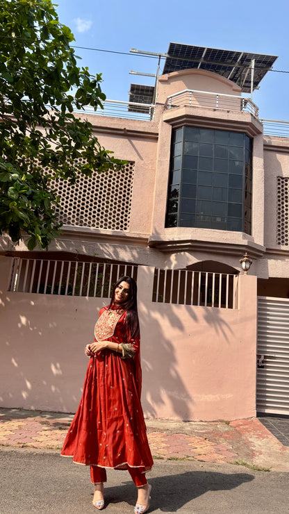 Mahira Rust Anarkali Suit (MK330)