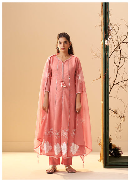 Vaani Mul Chanderi Anarkali Suit (Pink Color) (MK370).