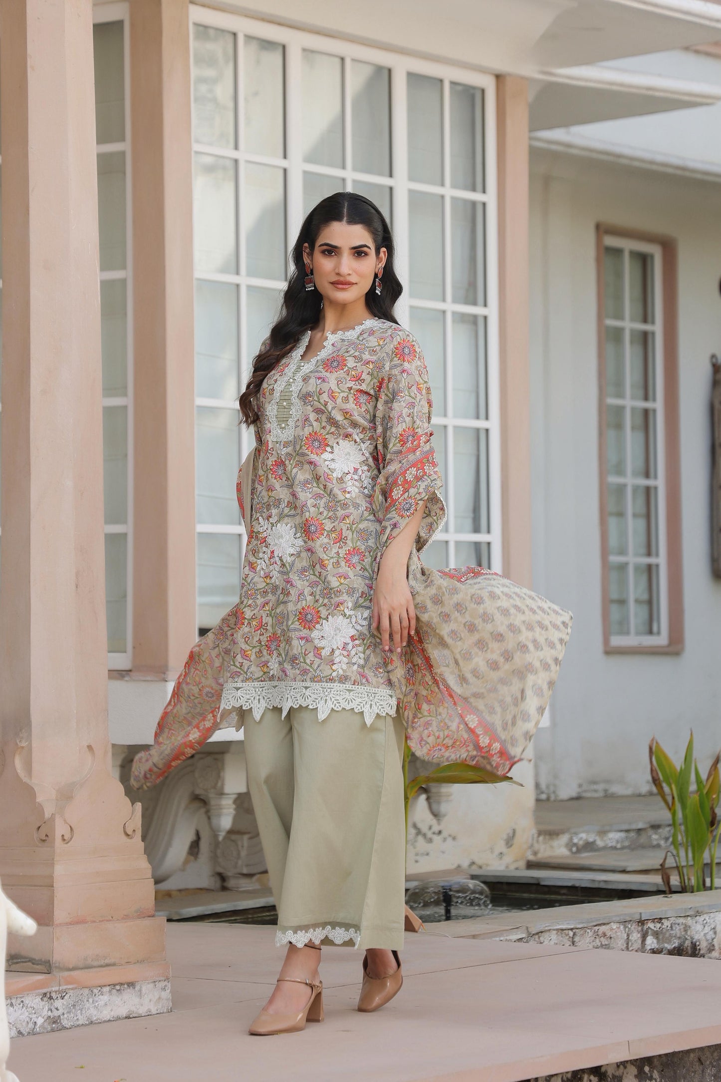 Meher Blush Cotton Kurta Set (Beige Color) (MK328)