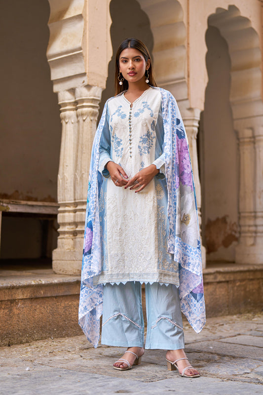 Navya Sky Cotton Kurta Set(GB345)