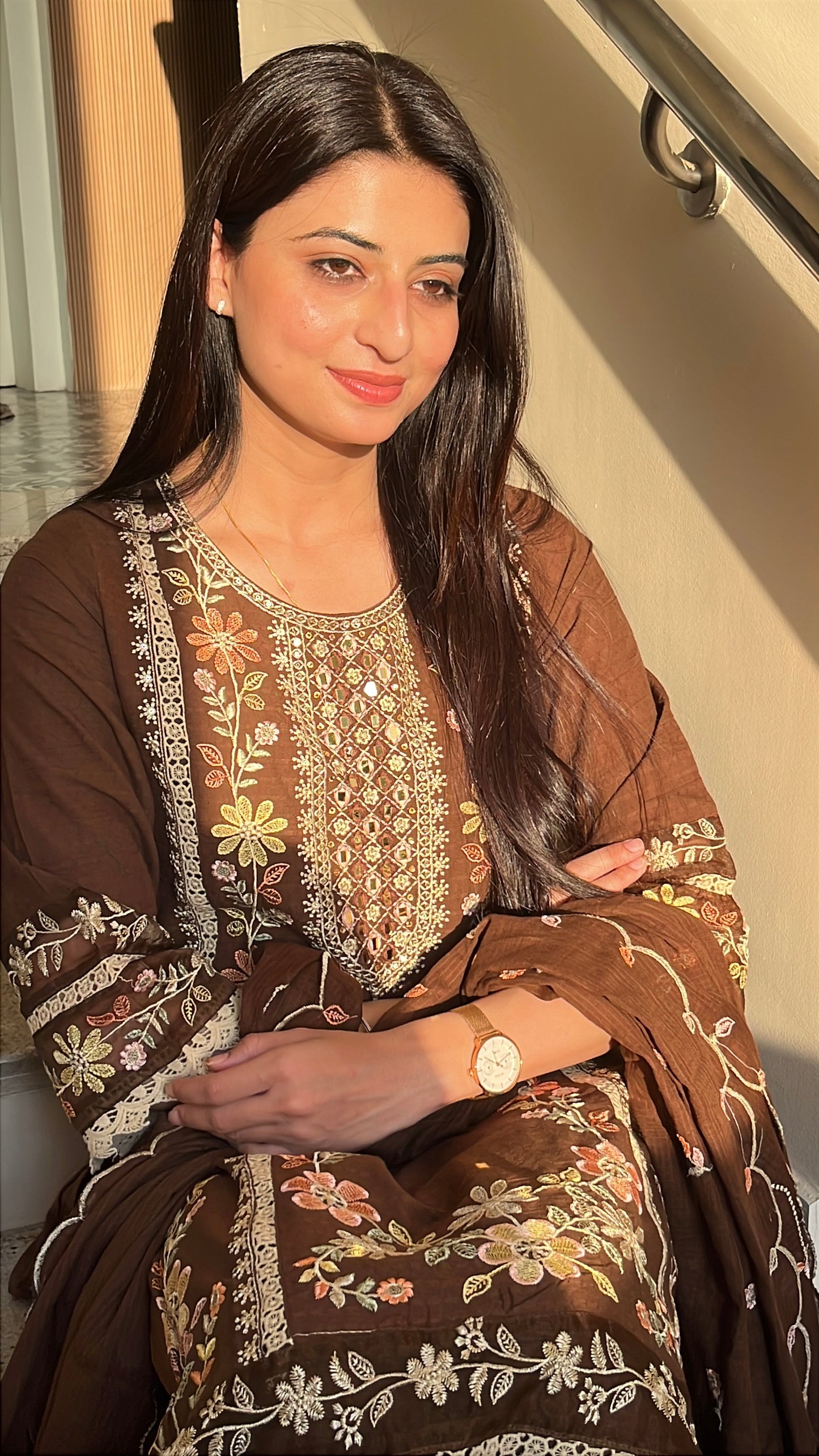 Zoya Brown Cotton Kurta Set(MK357)
