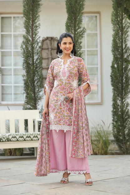 Meher Blush Cotton Kurta Set (Pink Color) (MK328)