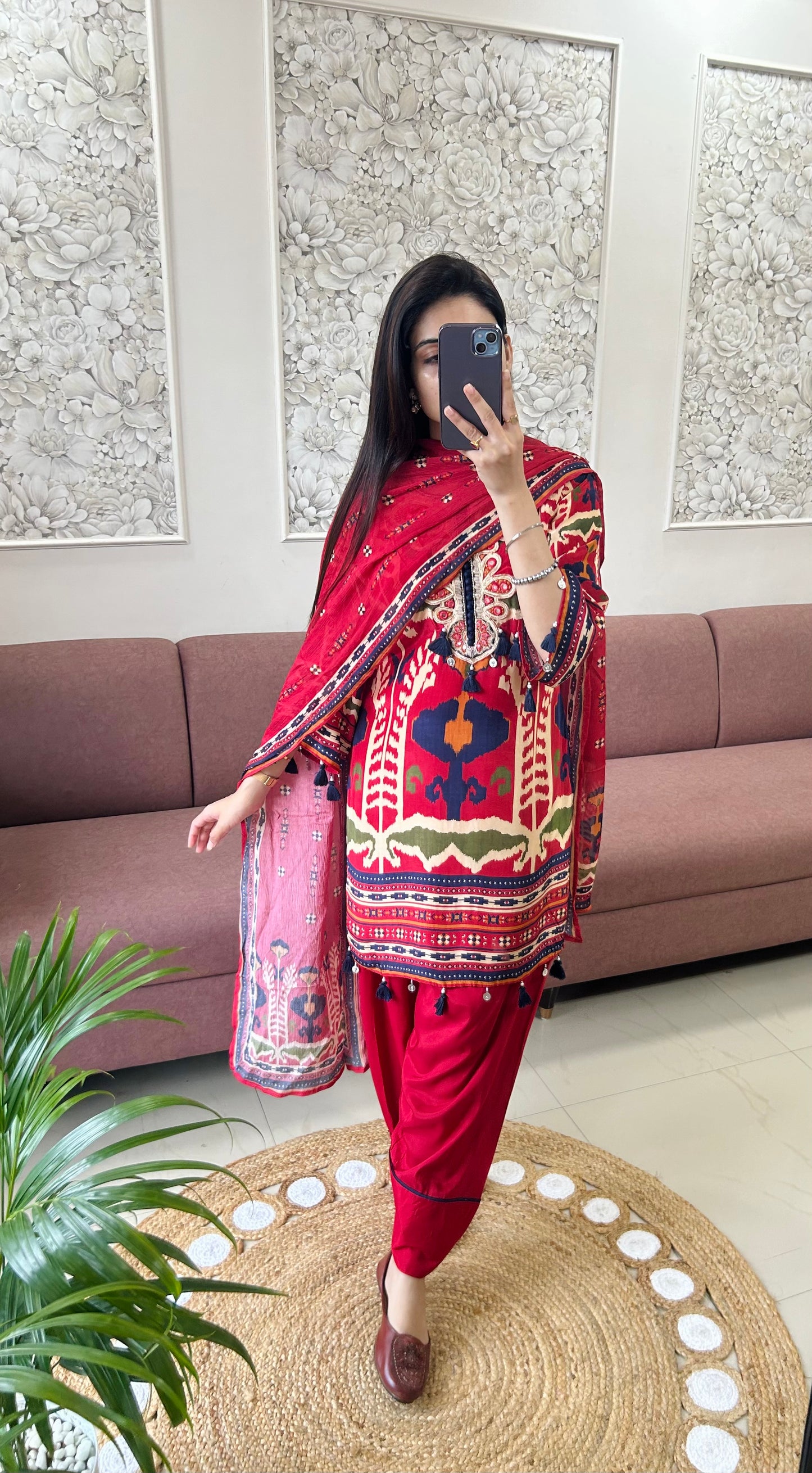 Sahiba Farshi Salwar Suit (Red Color) (MK381).