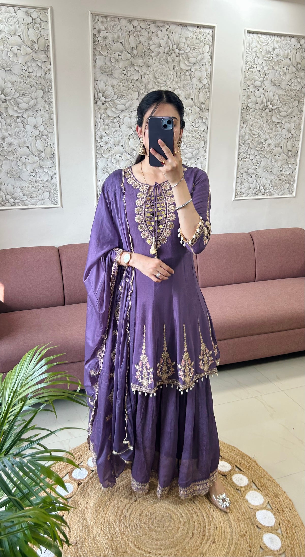 Simer Chinnon Kurta Set (Lavender Color) (MK408).