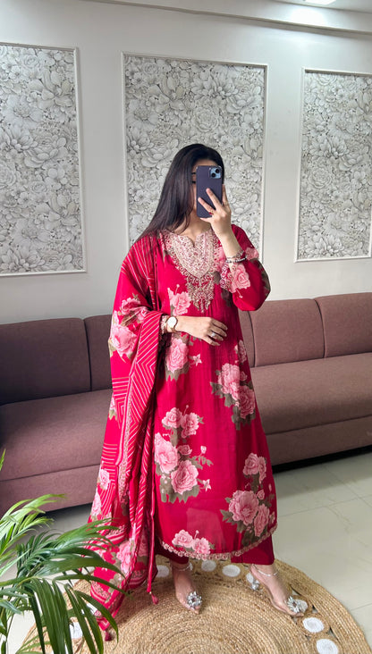Jasleen Mul Chanderi Kurta Set (MK407).