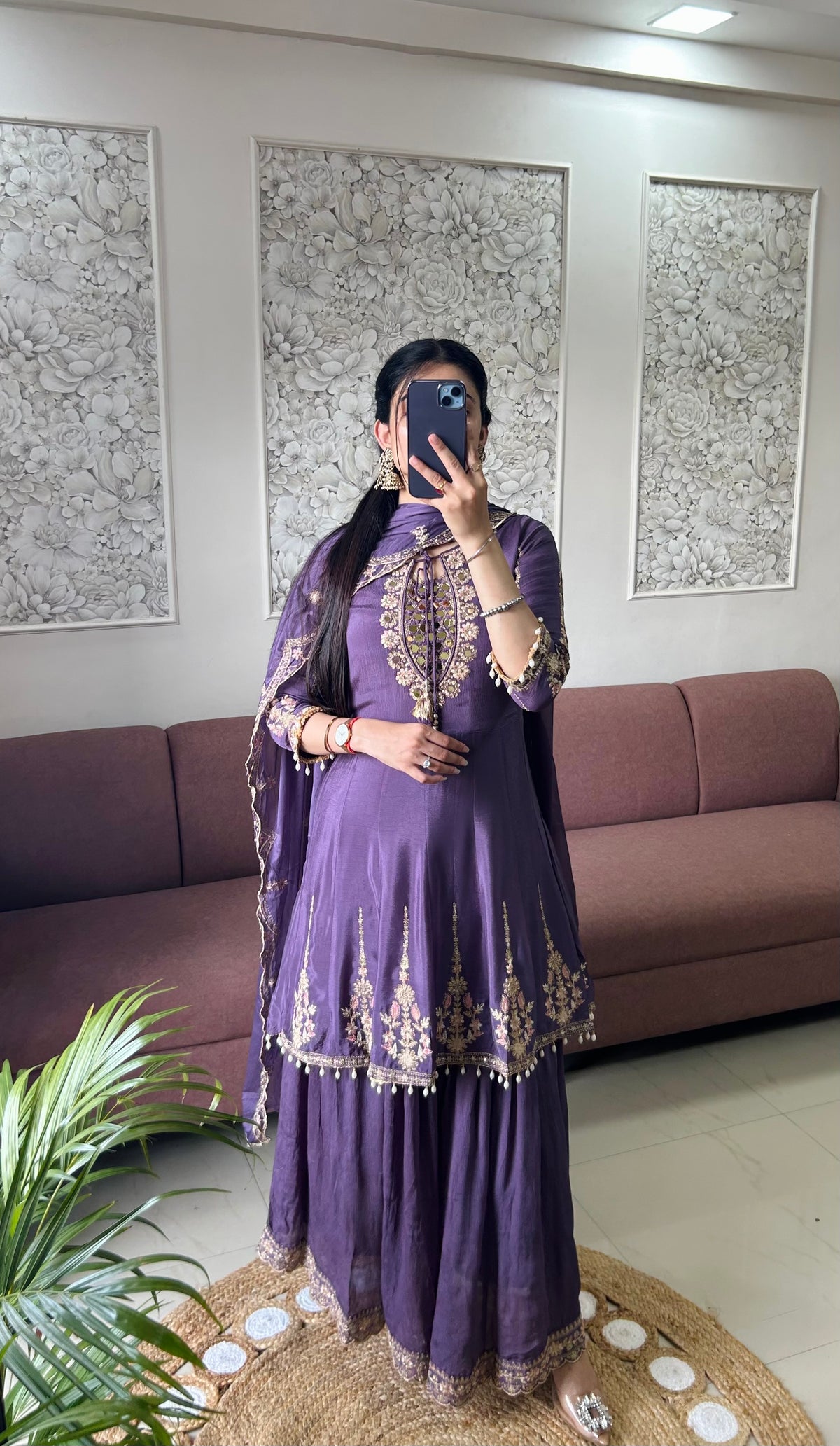 Simer Chinnon Kurta Set (Lavender Color) (MK408).