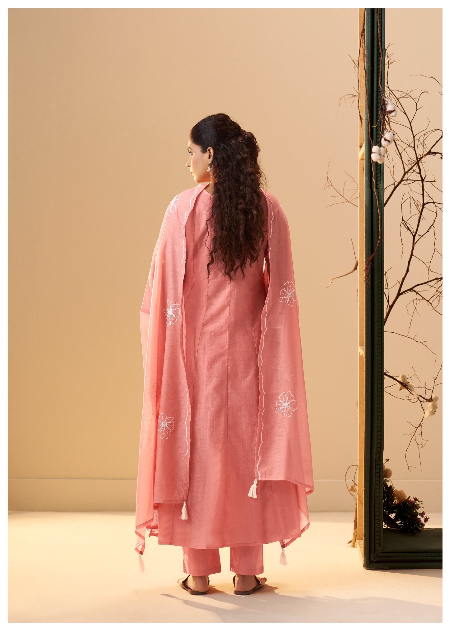 Vaani Mul Chanderi Anarkali Suit (Pink Color) (MK370).