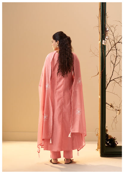 Vaani Mul Chanderi Anarkali Suit (Pink Color) (MK370).