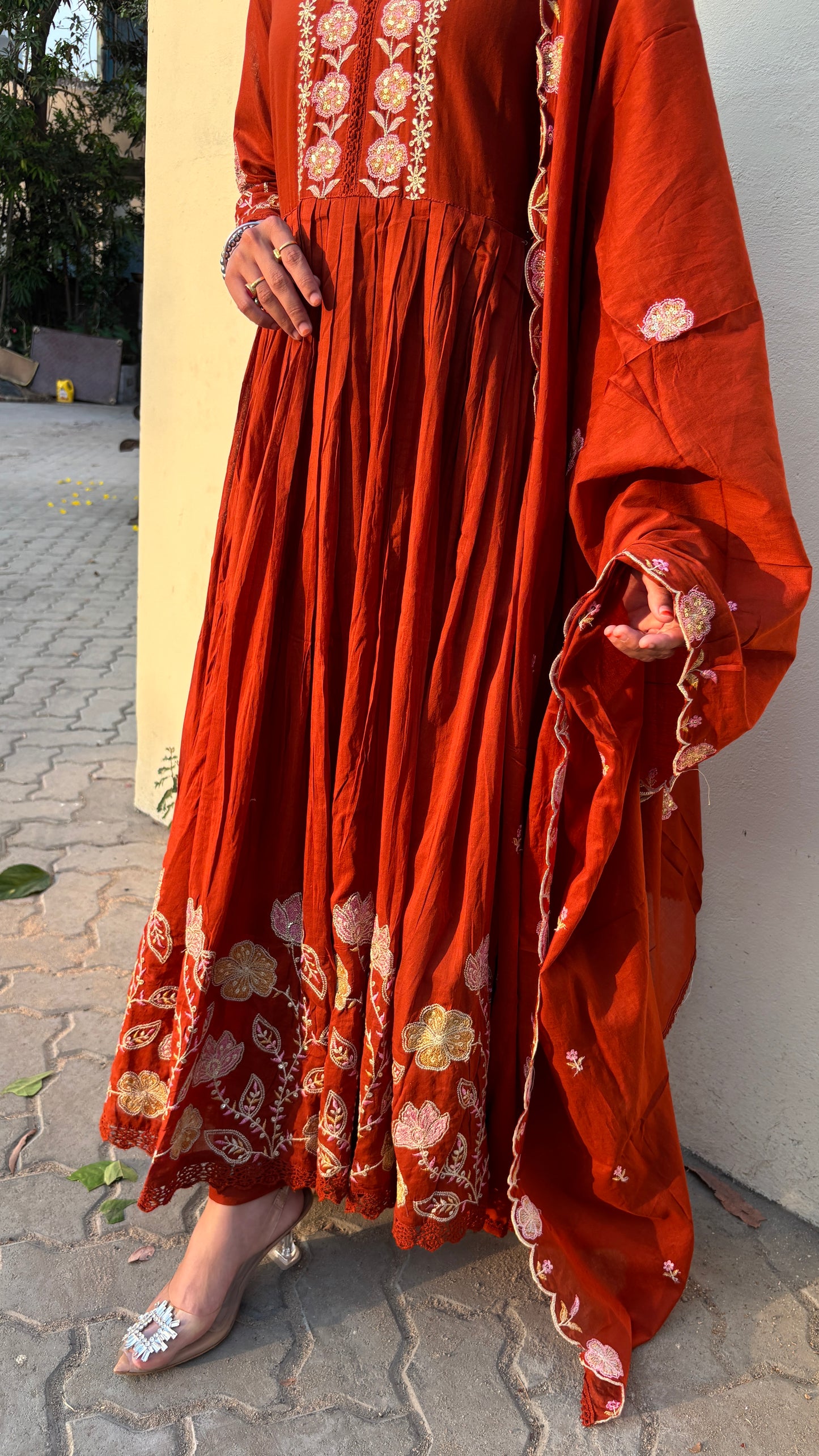 Ruhani Rust Mulcotton Anarkali Suit (MK323)