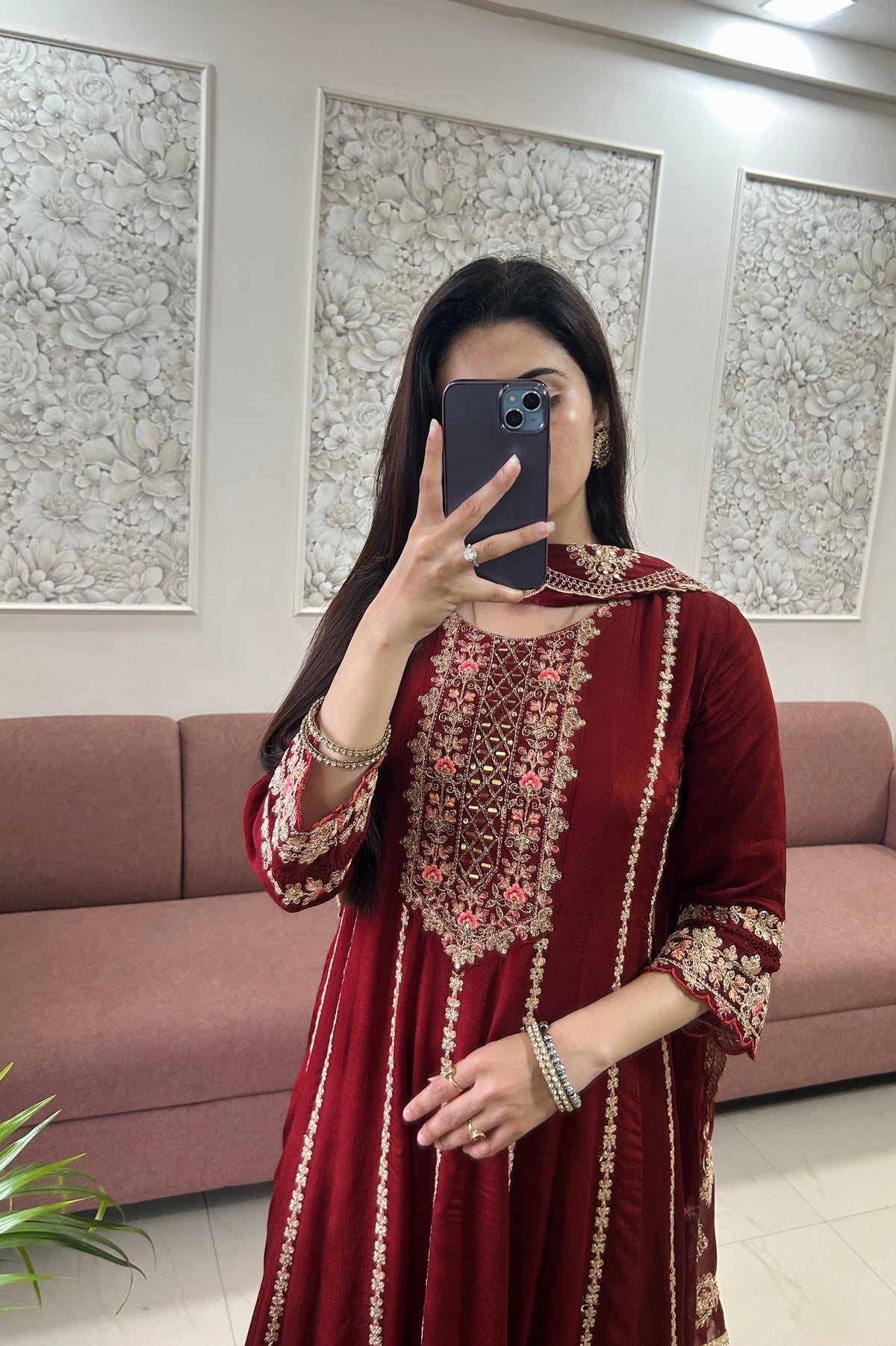 Dilbar Chinnon Anarkali Suit (GB402).
