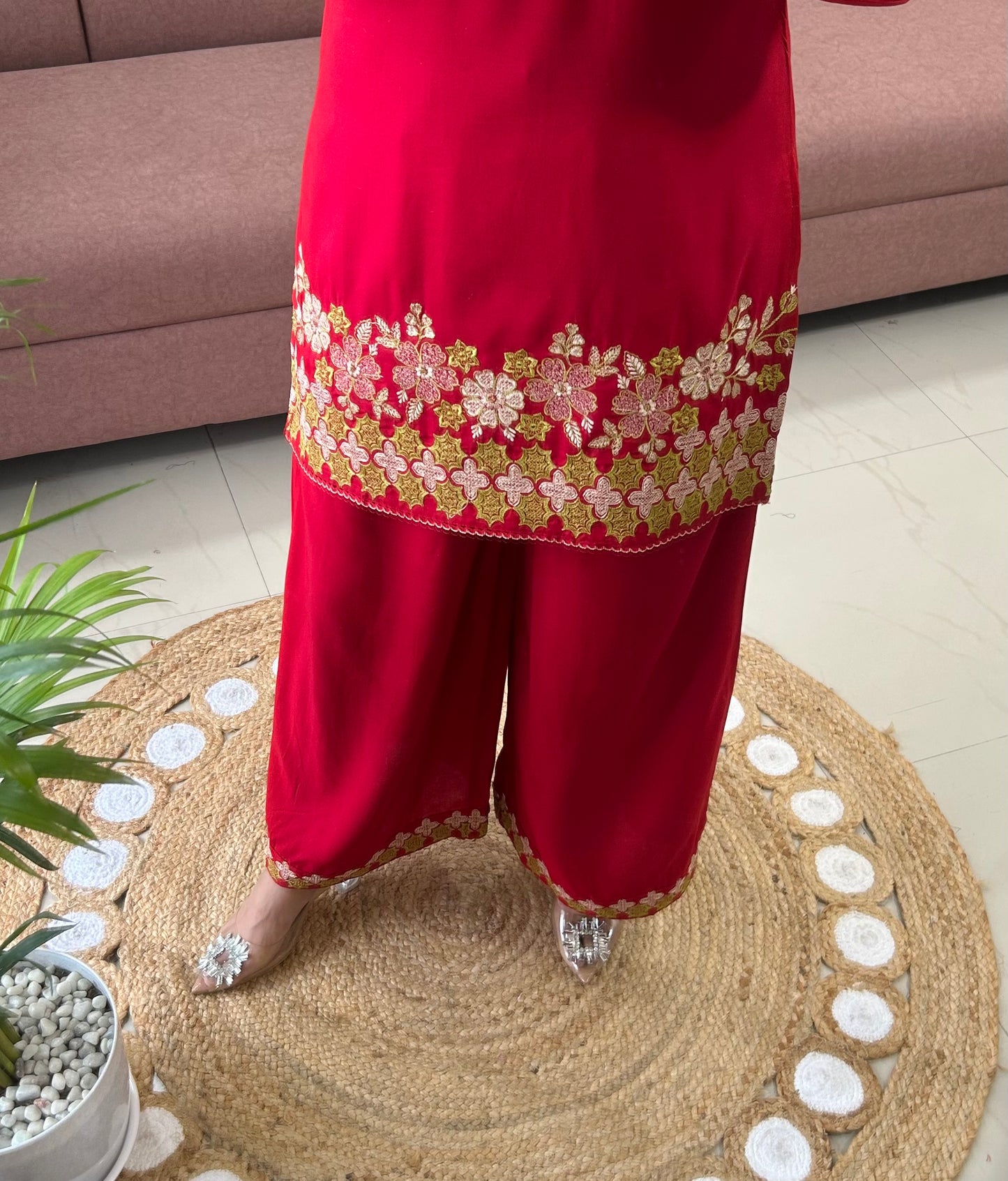Sifat Reyon Coord Set (Red Color) (GB383).