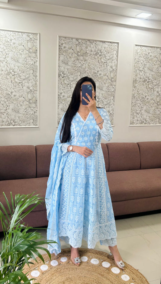 NavRoop Anarkali Suit (Blue Color) (GB387).