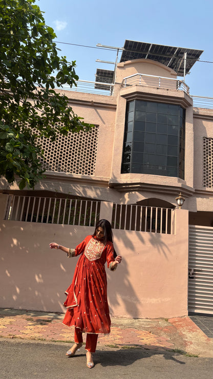 Mahira Rust Anarkali Suit (MK330)