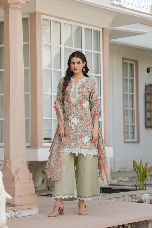 Meher Blush Cotton Kurta Set (Beige Color) (MK328)