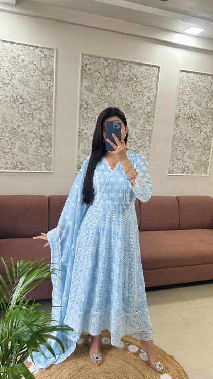 NavRoop Anarkali Suit (Blue Color) (GB387).
