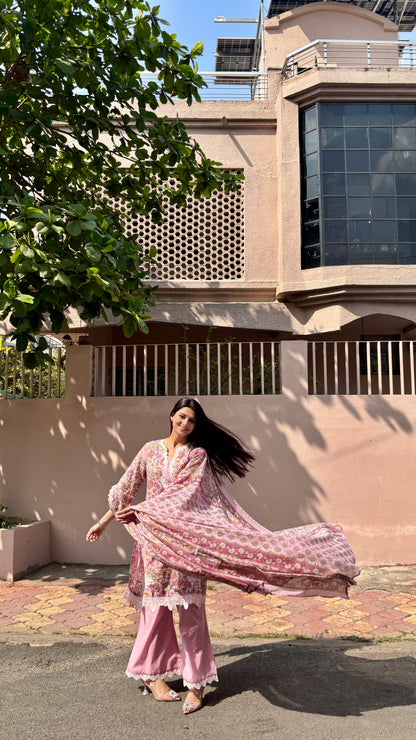 Meher Blush Cotton Kurta Set (Pink Color) (MK328)