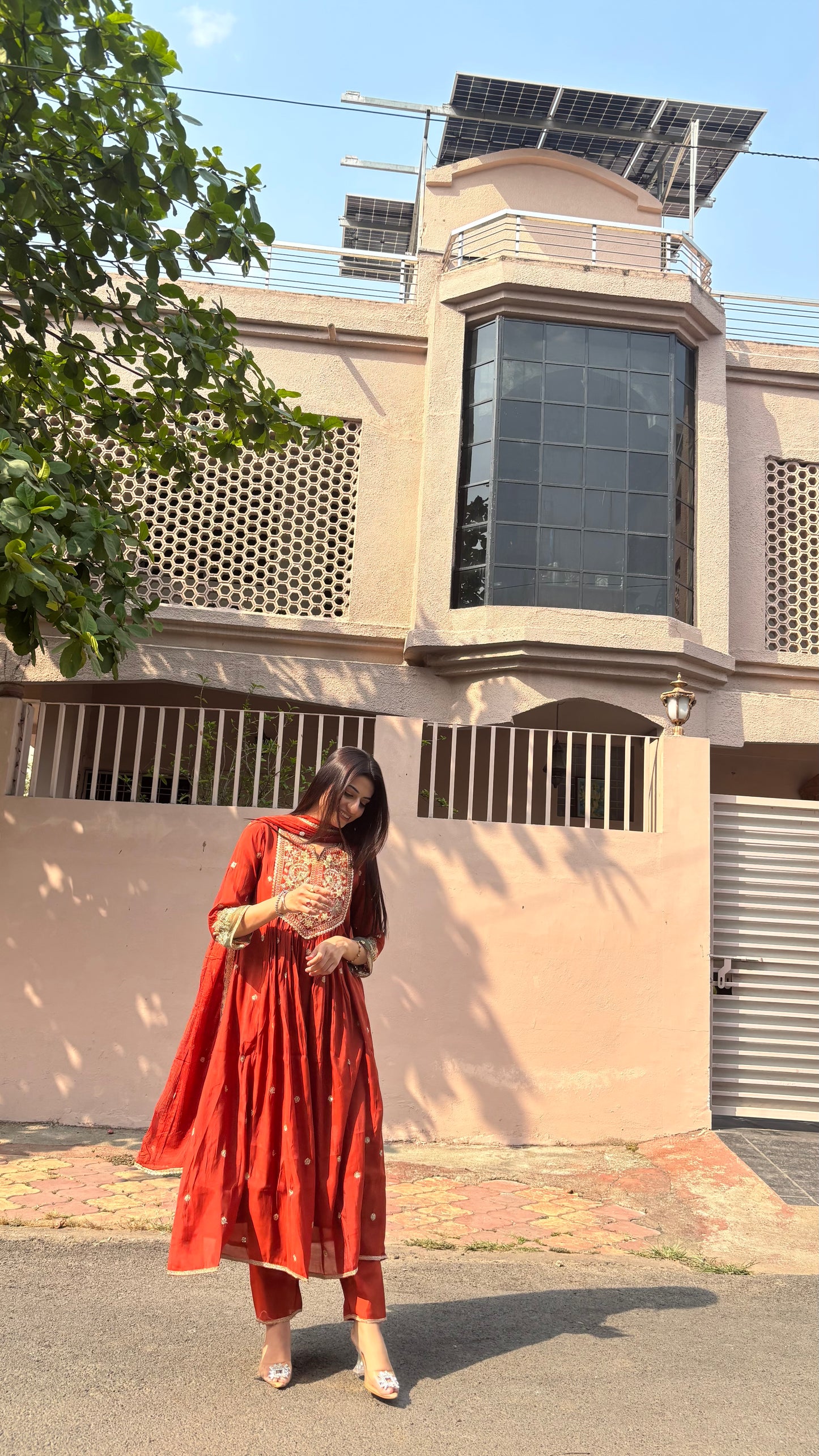Mahira Rust Anarkali Suit (MK330)