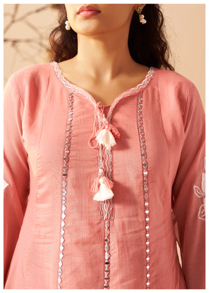 Vaani Mul Chanderi Anarkali Suit (Pink Color) (MK370).