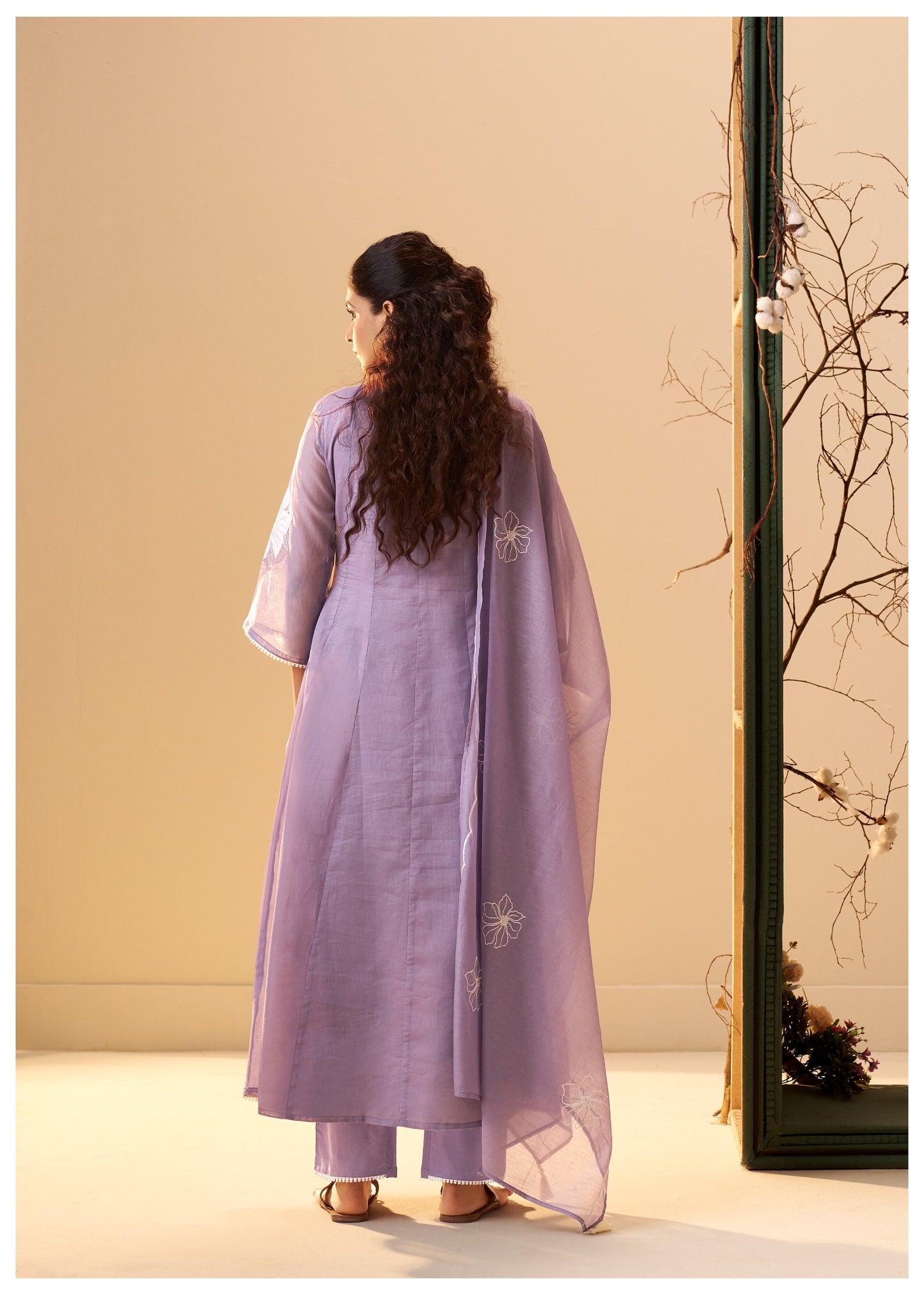 Vaani Mul Chanderi Anarkali Suit (Lilac Color) (MK370).
