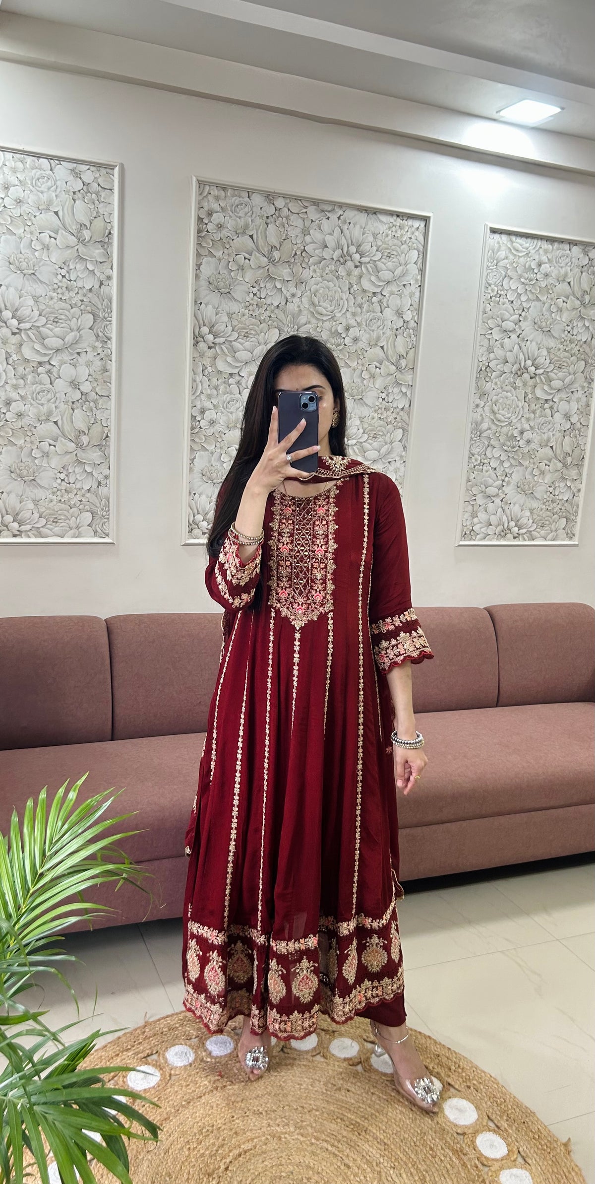 Dilbar Chinnon Anarkali Suit (GB402).