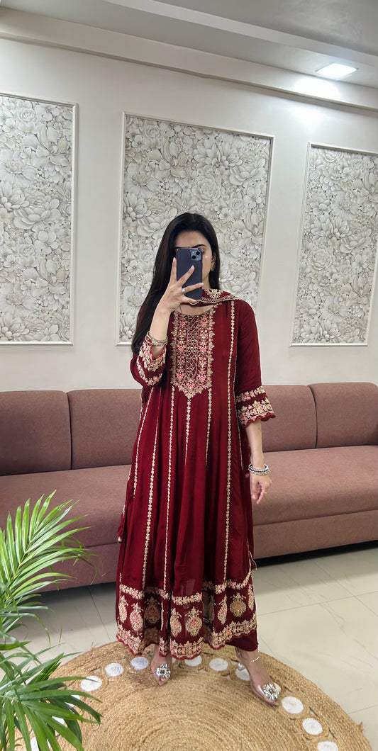 Dilbar Chinnon Anarkali Suit (GB402).