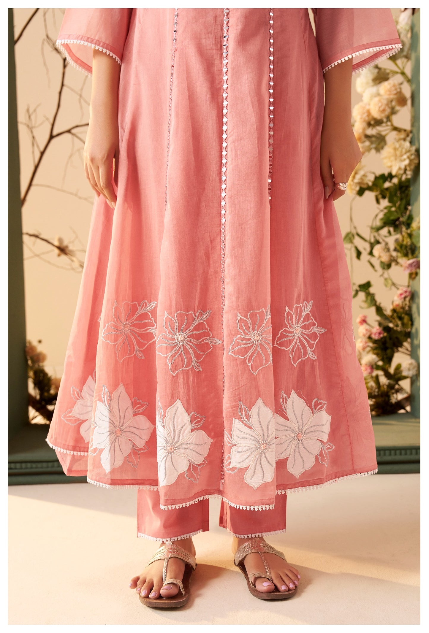 Vaani Mul Chanderi Anarkali Suit (Pink Color) (MK370).