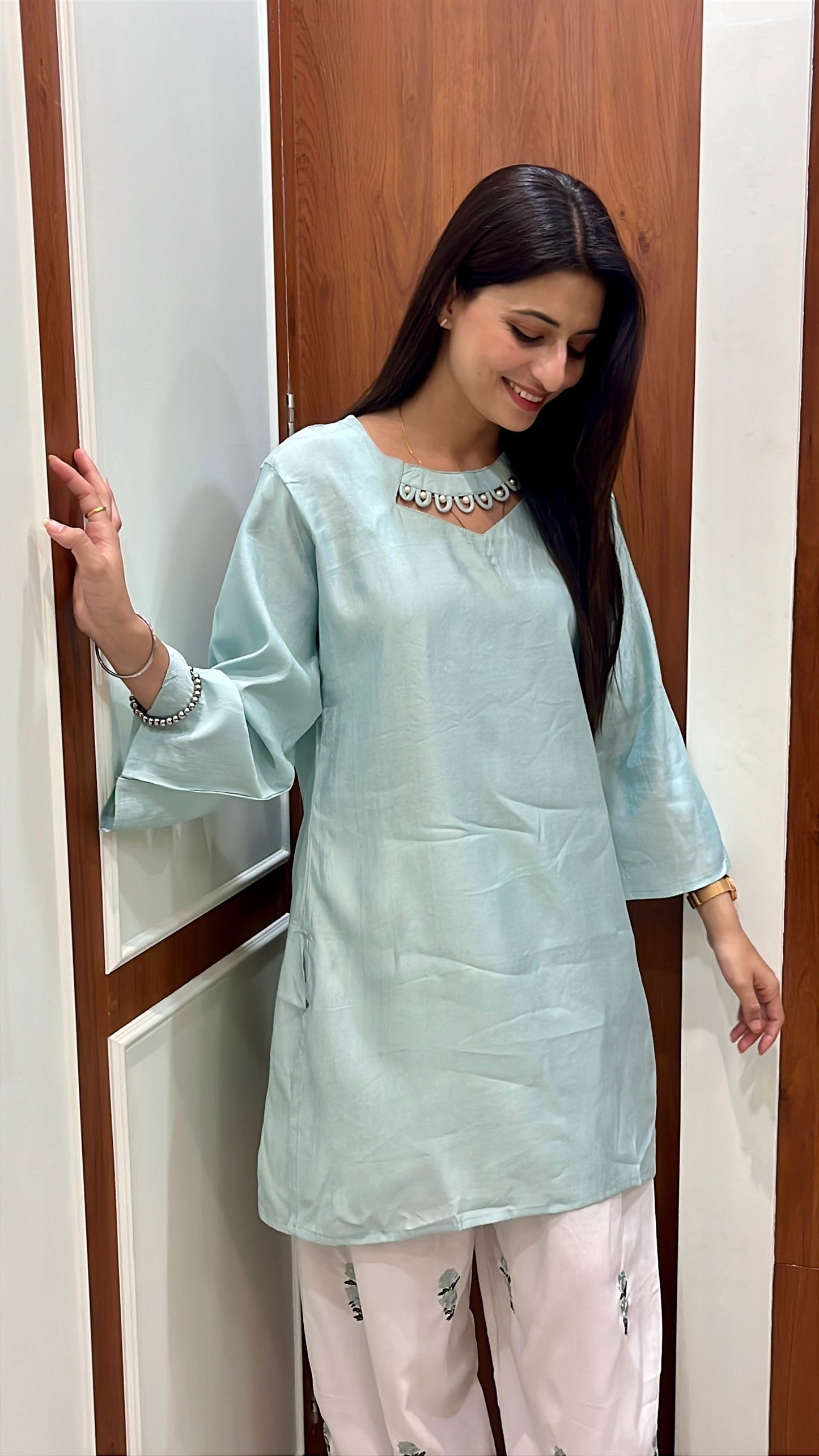Afreen Farshi Salwar Suit. (Pista Green Color) (MK359)