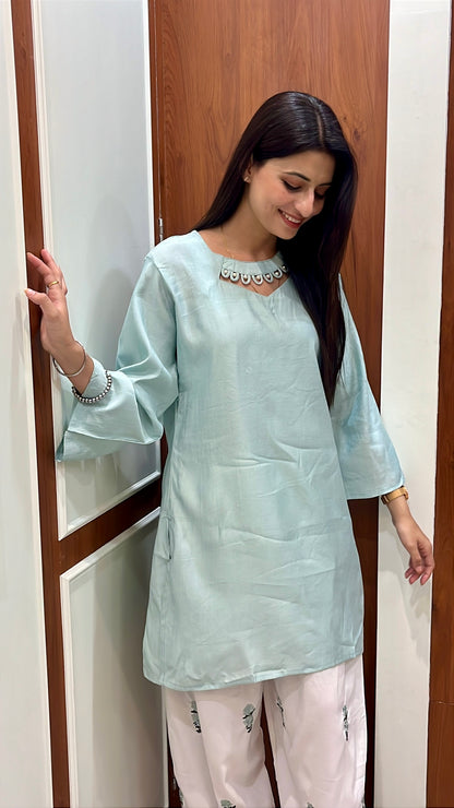 Afreen Farshi Salwar Suit. (Pista Green Color) (MK359)