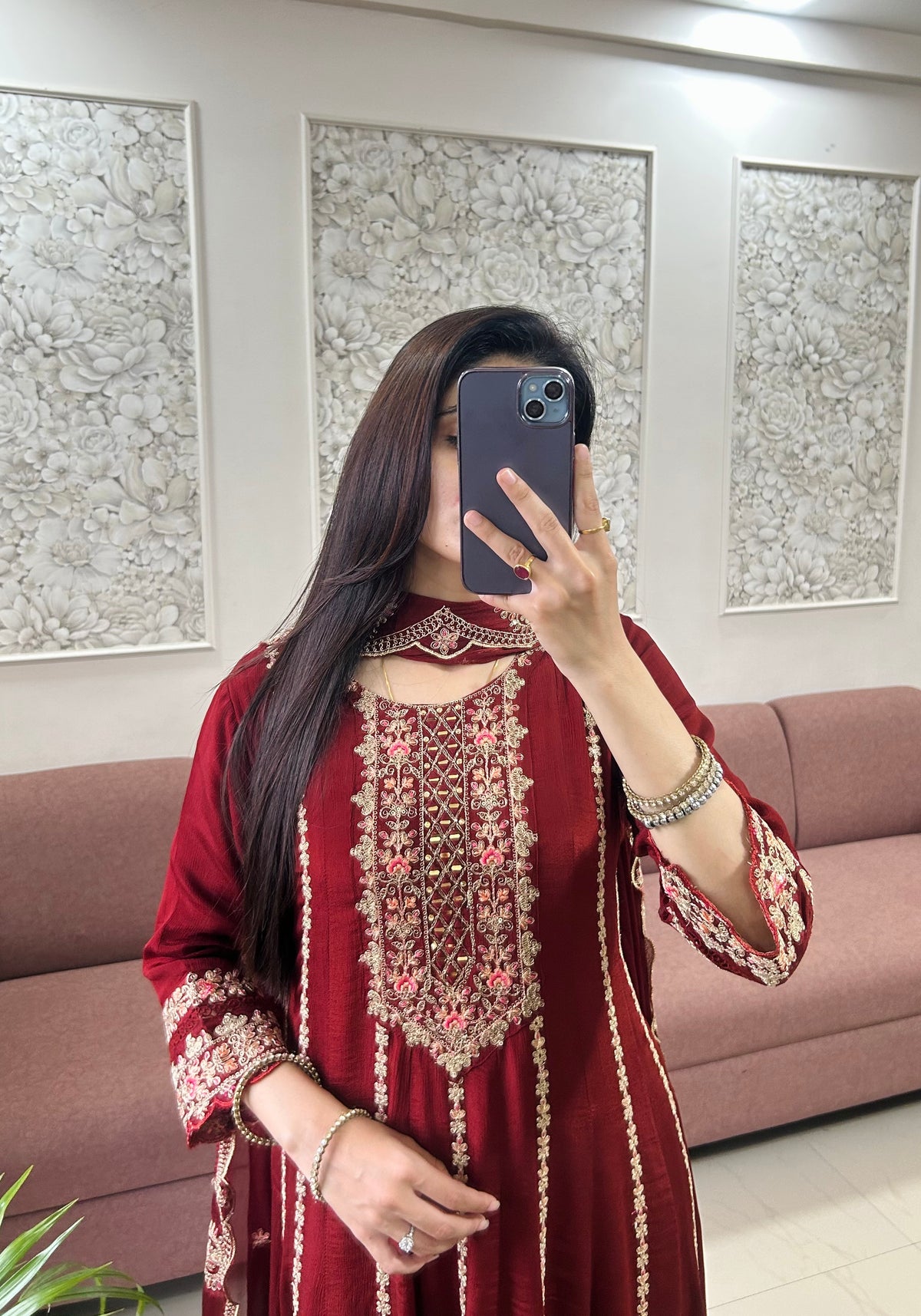 Dilbar Chinnon Anarkali Suit (GB402).