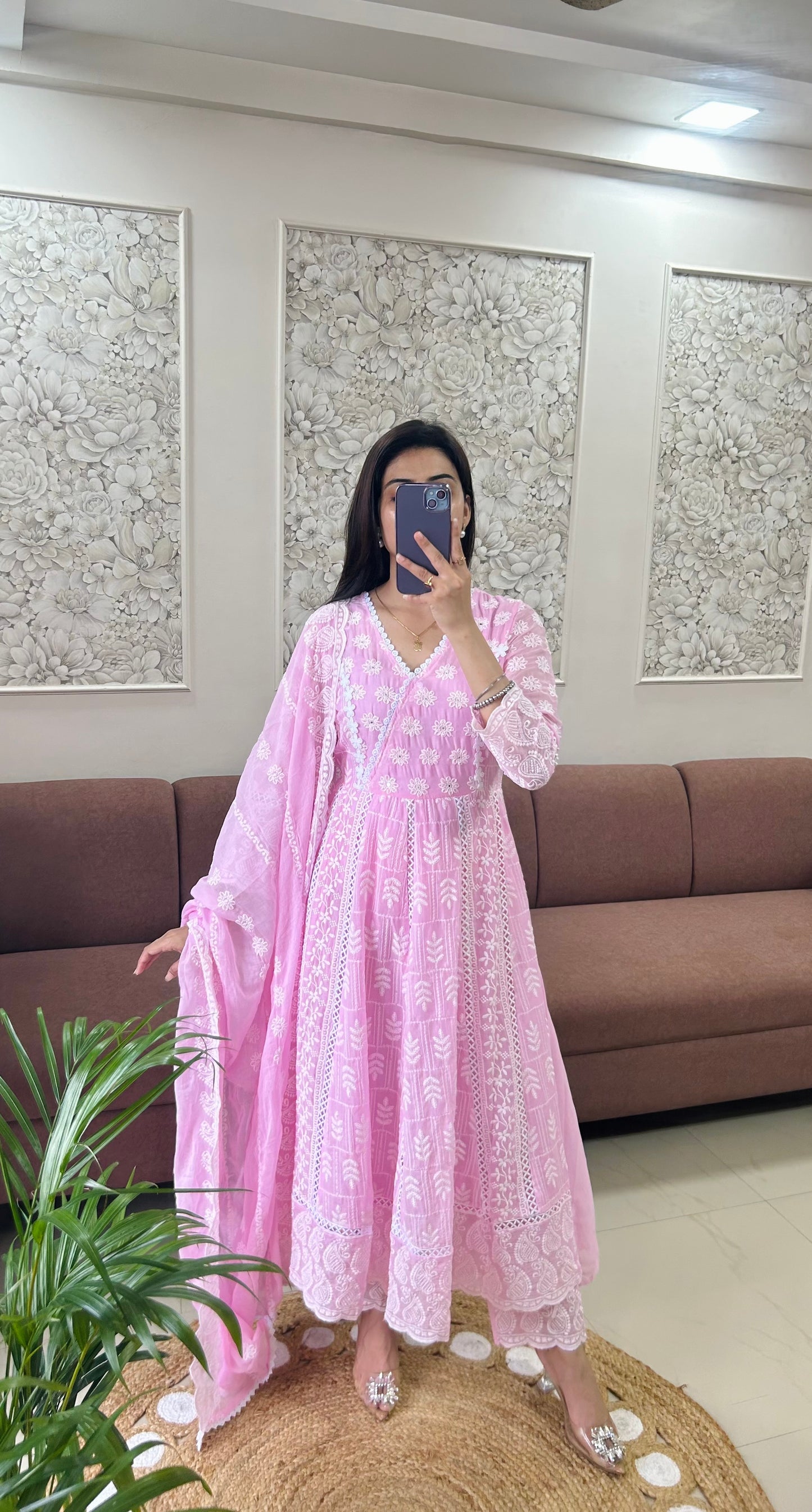 NavRoop Anarkali Suit (Pink Color) (GB387).
